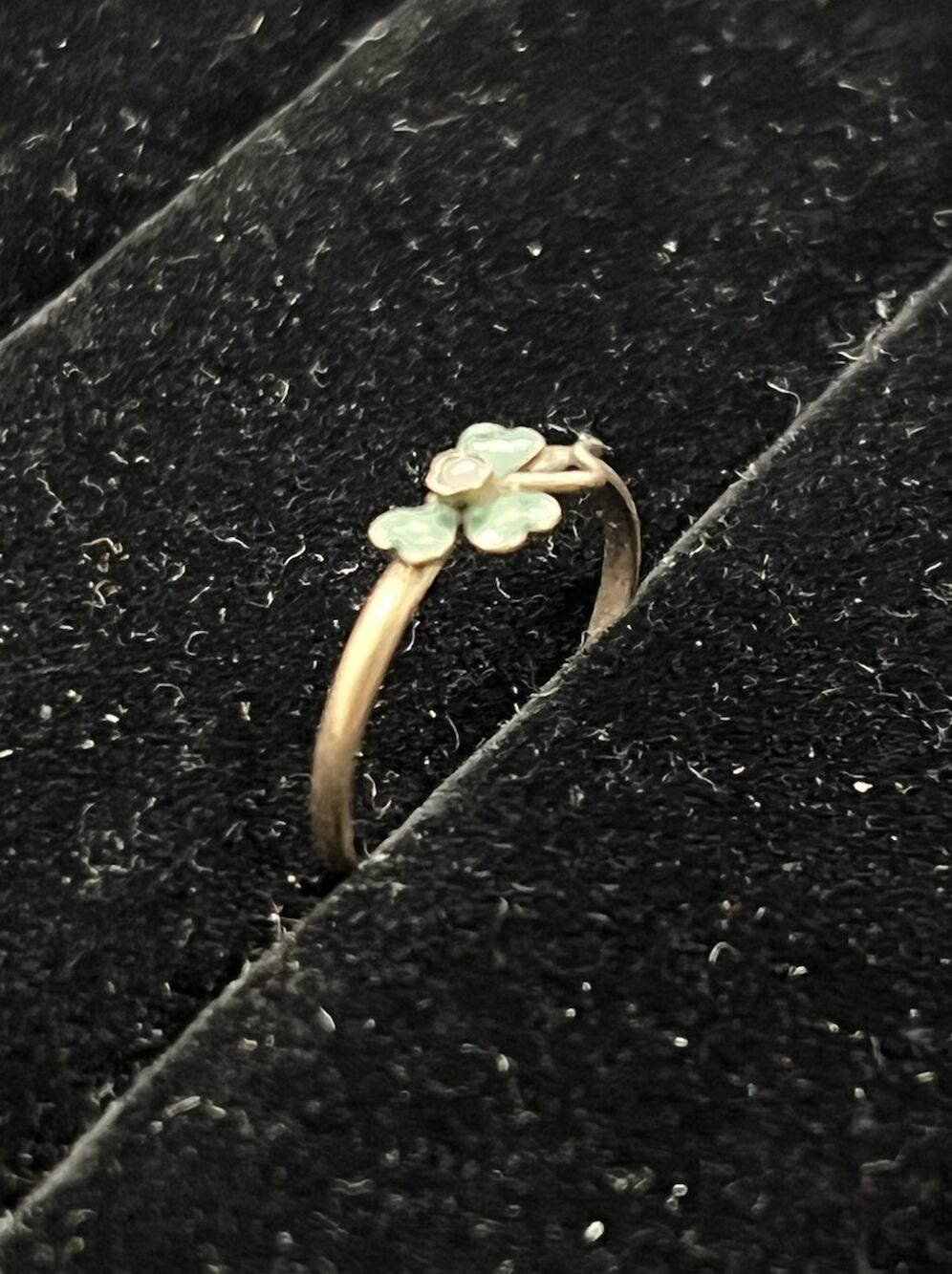 Vintage 925 Sterling Silver Green Glass Stone Flower Ring Size 5.5